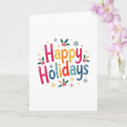 Festive Colourful Happy Holidays Christmas Card