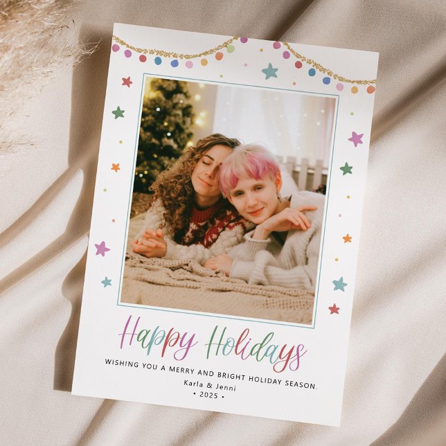 Festive & Colourful Happy Holidays Photo Card (Creator Uploaded)