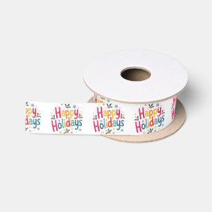 Festive Colourful Happy Holidays Satin Ribbon