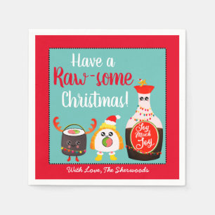 Festive Colourful Kawaii Sushi Roll Christmas Part Napkin