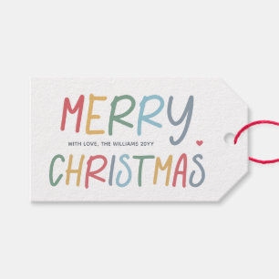 Festive Colourful Merry Christmas Gift Tags