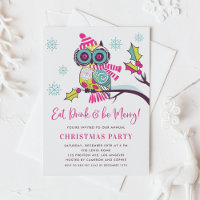 Festive Colourful Neon Owl Christmas Party