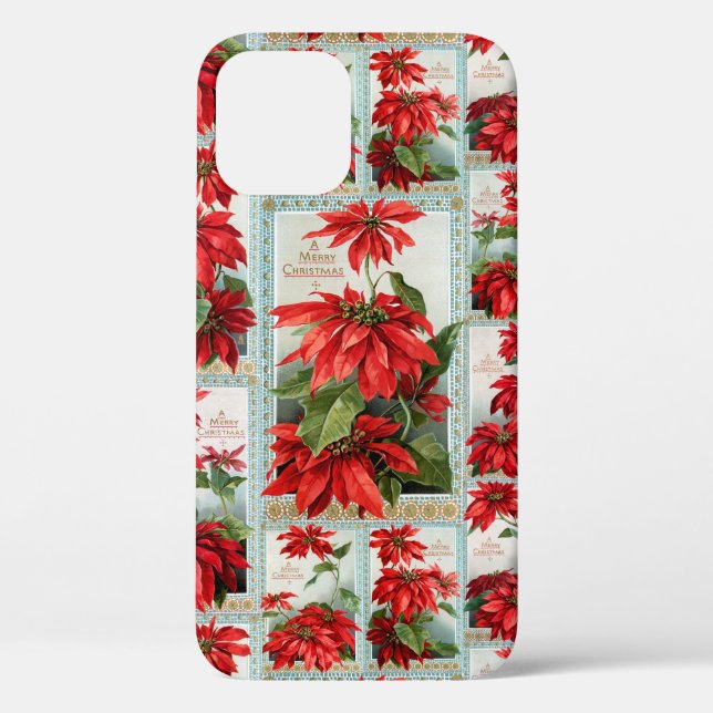 Festive Colourful Vintage Poinsettias Case-Mate iPhone Case (Back)
