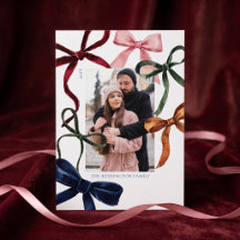 Festive colourful Watercolor Bows Family Photo