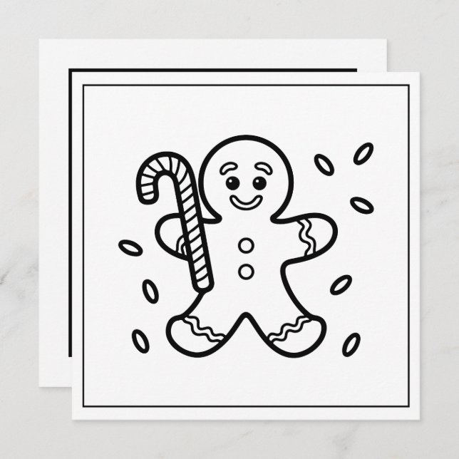 Festive colouring lovers Christmas gingerbread Holiday Card (Front/Back)