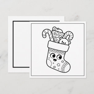 Festive colouring lovers Christmas stocking Holiday Card