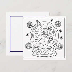 Festive colouring lovers snowman snow globe holiday card