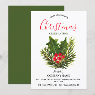 Festive Company Office Corporate Christmas Party Invitation
