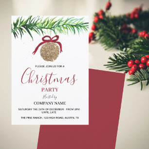 Festive Company Office Corporate Christmas Party  Invitation