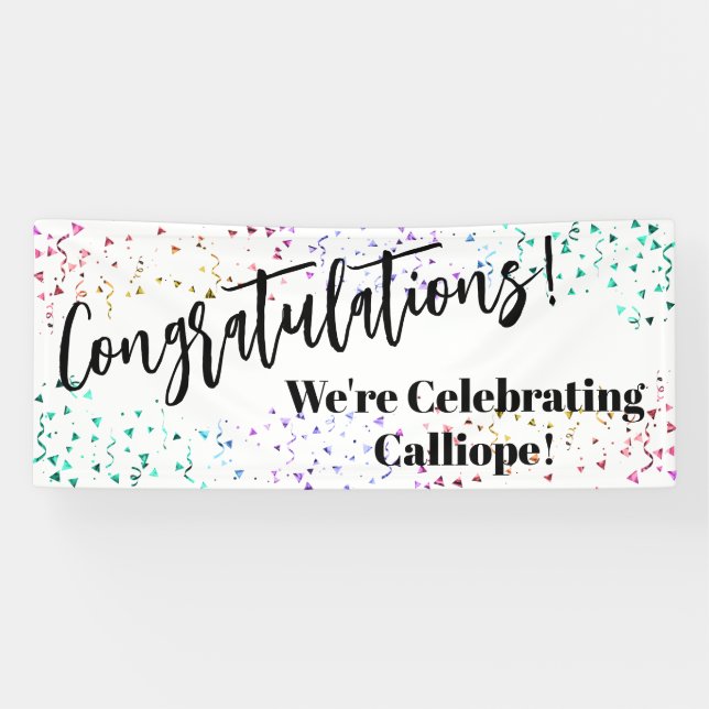 Festive Confetti Congratulations We're Celebrating Banner (Horizontal)