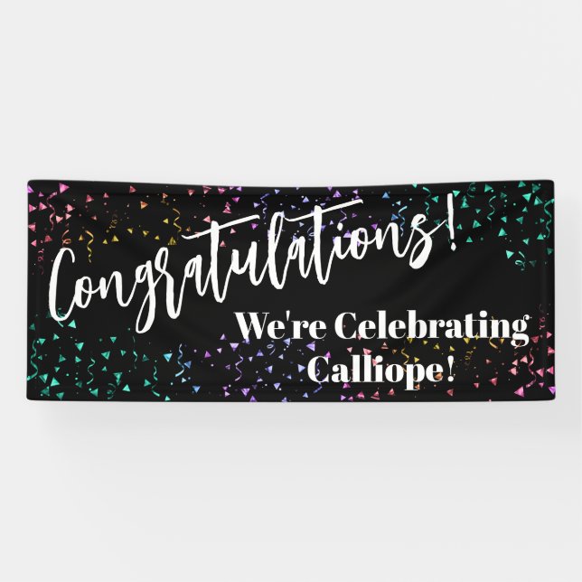 Festive Confetti Congratulations We're Celebrating Banner (Horizontal)