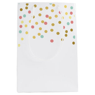 FESTIVE CONFETTI SPOT cute pattern gold mint coral Medium Gift Bag
