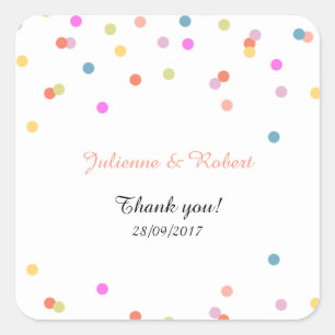 Festive Confetti Wedding Thank You Favor Sticker