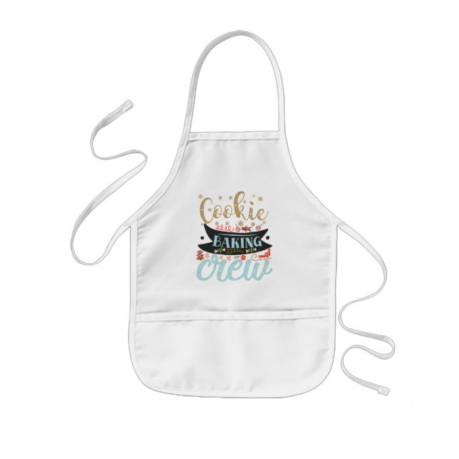 Festive cookie baking crew Christmas word art Kids Apron (Front)