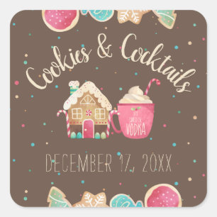 Festive Cookie Swap and Cocktail Party Theme Square Sticker