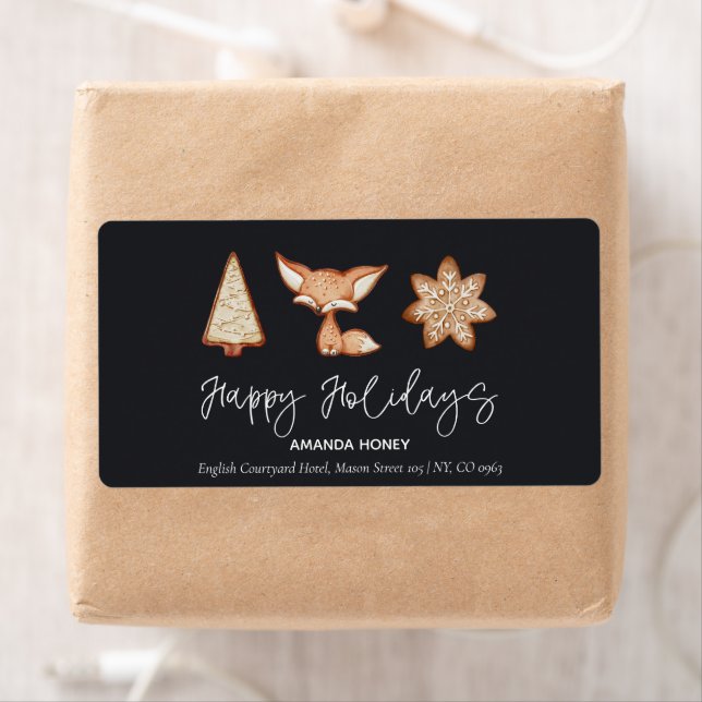 Festive Cookie Trio Christmas Shipping Labels (Insitu)