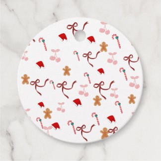 Festive Coquette Ribbon Round Christmas favour tag