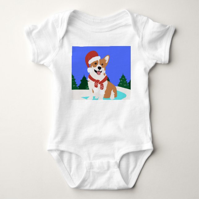 Festive Corgi Baby Bodysuit (Front)