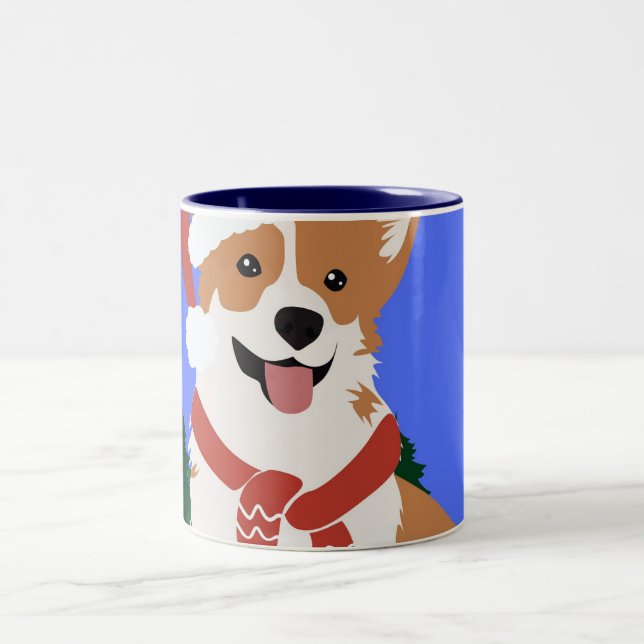 Festive Corgi Holiday Mug (Center)
