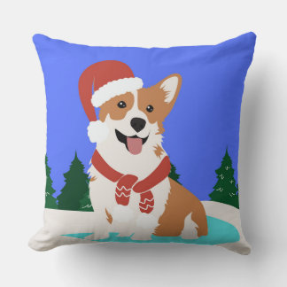 Festive Corgi in Winter Wonderland Cushion