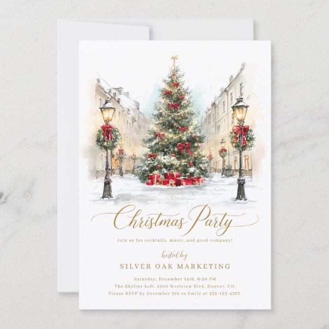 Festive Corporate Christmas Party Invitation (Front)