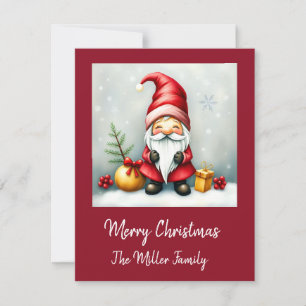Festive cosy christmas gnome in Disguise  Holiday Card
