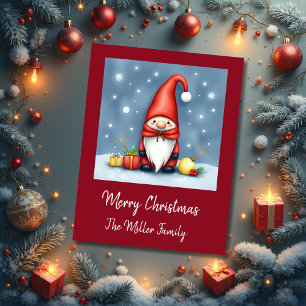 Festive cosy christmas gnome in Disguise Holiday Card