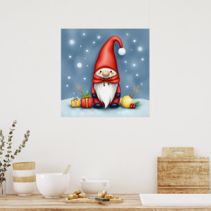 Festive cosy christmas gnome in Disguise Poster
