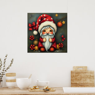 Festive cosy christmas gnome in Disguise  Poster