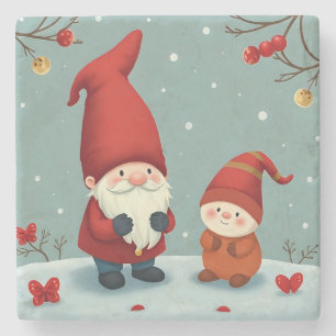 Festive cosy christmas gnome in Disguise Stone Coaster