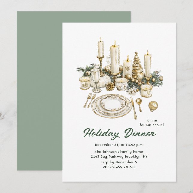 Festive Country Boho Christmas Holiday Dinner Invitation (Front/Back)