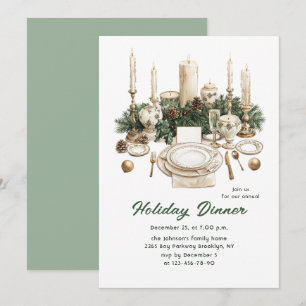 Festive Country Boho Christmas Holiday Dinner Invitation