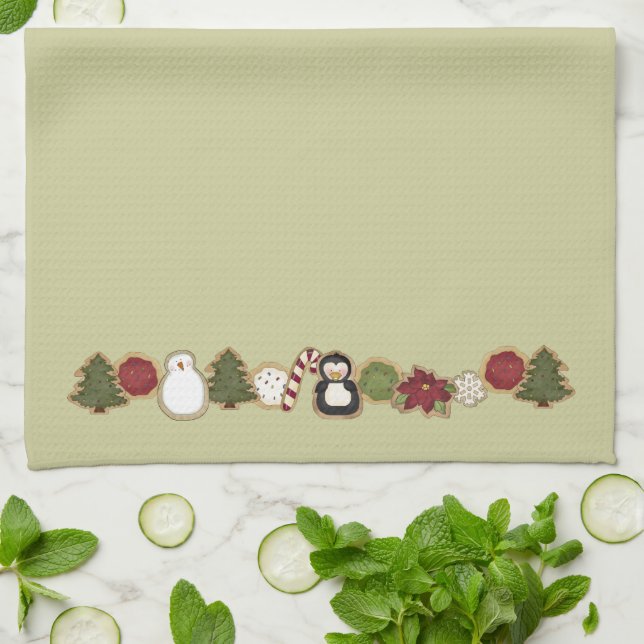 Festive Country Christmas Cookies Tea Towel (Folded)