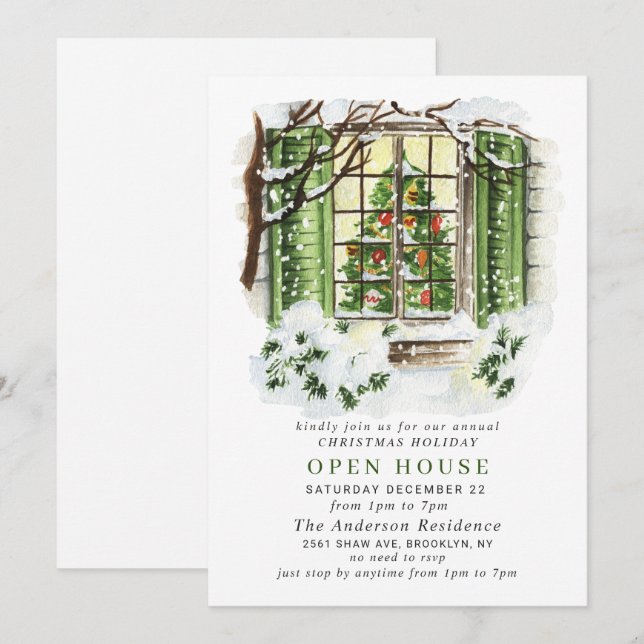 Festive Country CHRISTMAS HOLIDAY OPEN HOUSE Invitation (Front/Back)