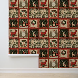 Festive Country Christmas plaid  Wallpaper