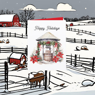 Festive Country Christmas well add text Holiday Card