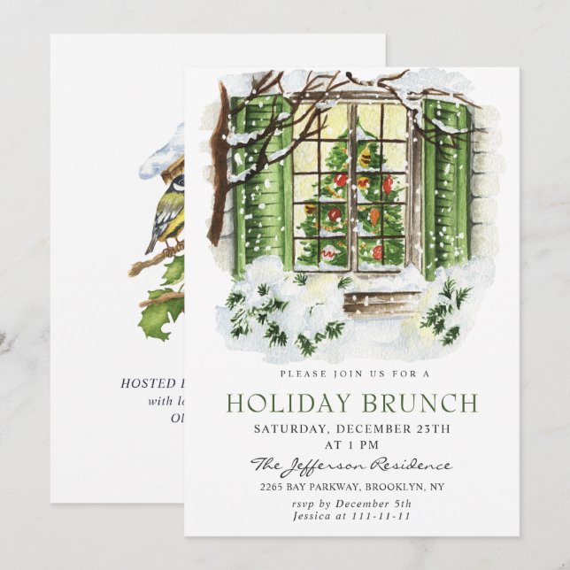 Festive Country Holiday Christmas HOLIDAY BRUNCH Invitation (Front/Back)