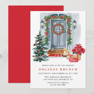 Festive Country Holiday Christmas HOLIDAY BRUNCH Invitation