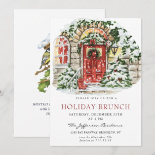 Festive Country Holiday Christmas HOLIDAY BRUNCH Invitation
