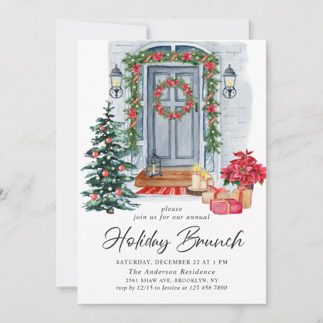 Festive Country Holiday Christmas HOLIDAY BRUNCH Invitation (Front)