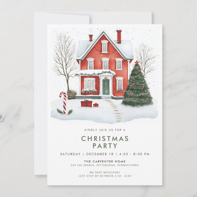 Festive Country Holiday Christmas Party Invitation (Front)