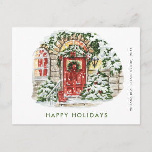 Festive Country Holiday House Christmas Corporate Postcard