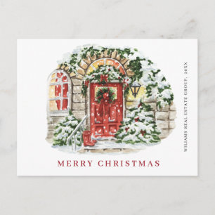 Festive Country Holiday House Christmas Corporate Postcard