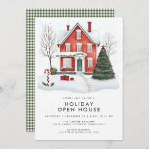 Festive Country Home Holiday Open House Invitation
