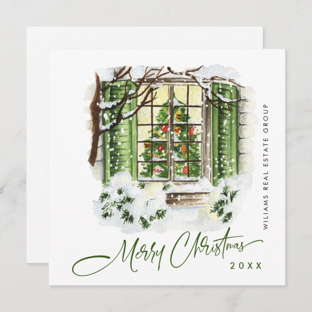 Festive Country House Christmas Corporate Greeting Holiday Card (Front/Back)