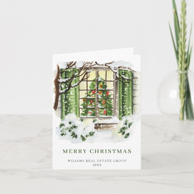 Festive Country House Christmas Corporate Greeting Holiday Card (Front)