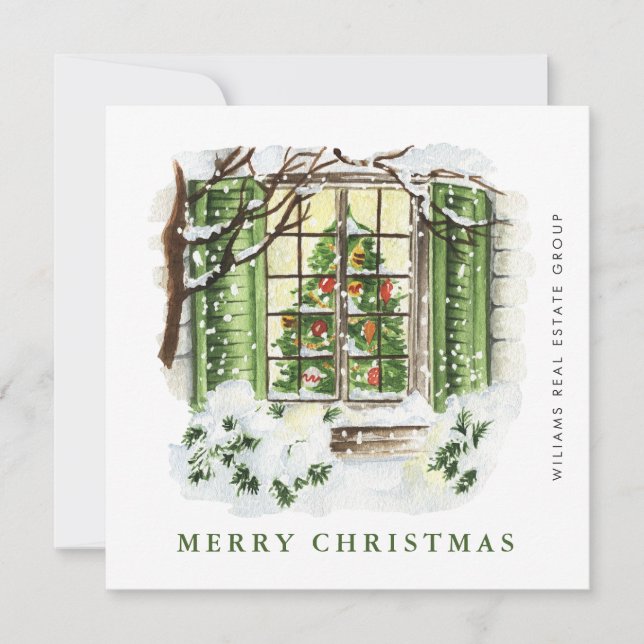 Festive Country House Christmas Corporate Greeting Holiday Card (Front)