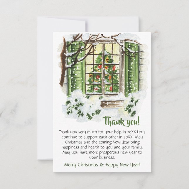 Festive Country House Christmas Corporate Holiday Thank You Card (Front)
