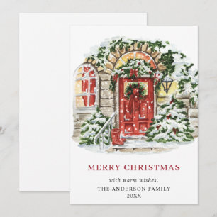 Festive Country House Christmas Greeting Holiday Card