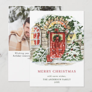 Festive Country House Christmas Greeting Photo Holiday Card